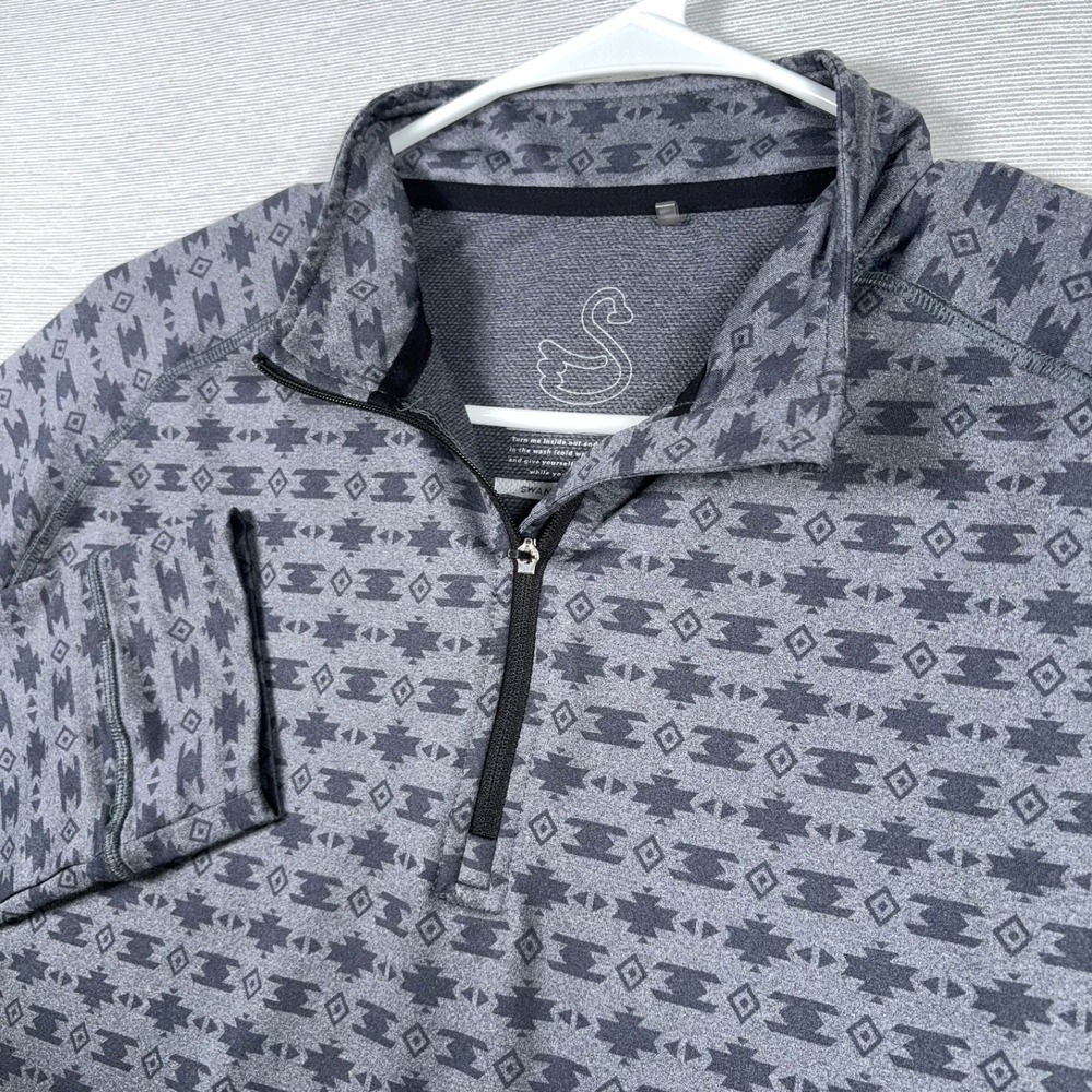 Swannies Golf 1/4 Zip Pullover Mens Size L Gray Poly Spandex Aztec Long Sleeve